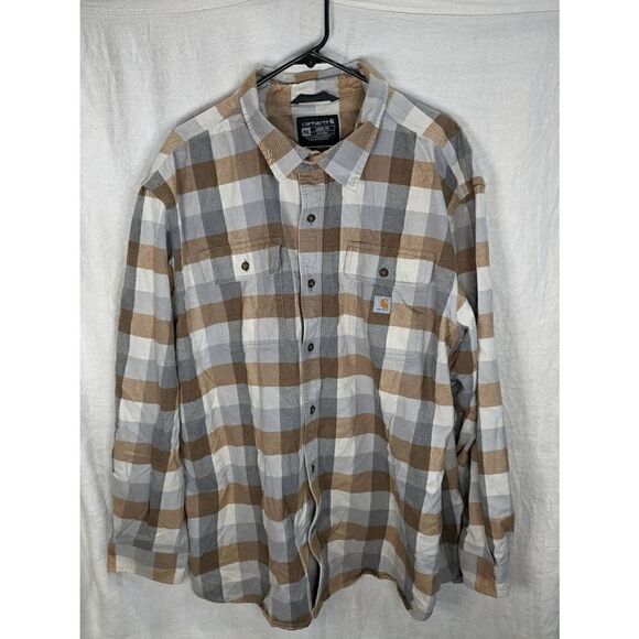 Carhartt Loose Fit Plaid Cotton Flannel Button Long Sleeve Shirt 2XL XXL - Picture 1 of 5